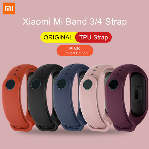 ORIGINAL XIAOMI Mi Band 3 4 Wrist Strap Pink Limited Edition Color TPU Material Accessories for Xiaomi Miband Smart Wristband ► Photo 1/6