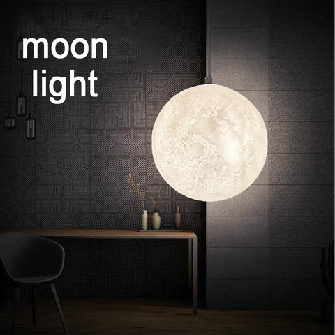 Led 3d Print Moon Pendant Lights Living Room Restaurant  Hanging Lamps E27 12w 90v-260v Indoorchildren'S Room Lighting Luminaire ► Photo 1/6