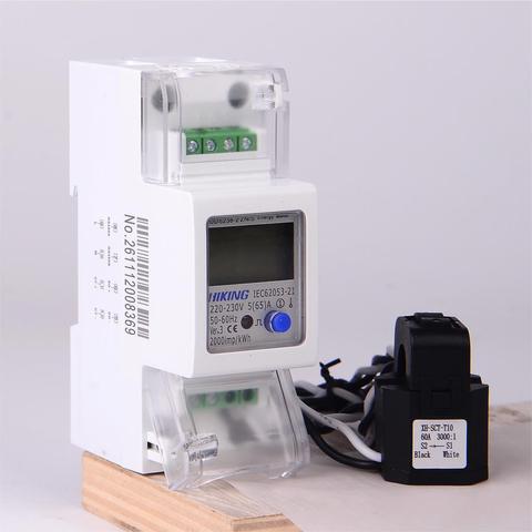 5(65)A 220V 230V 50Hz 60Hz single phase split CT muliti-function Din rail KWH Watt hour energy meter with RS485 MODBUS-RUT ► Photo 1/1