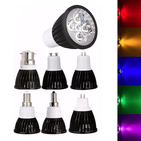 Dimmable Black LED Spotlight E26 E27 E14 GU10 MR16 GU5.3 9W 12W 15W Lamp Bulb Lighting AC 85-265V 110V 220V DC 12V LED Lampada ► Photo 1/6