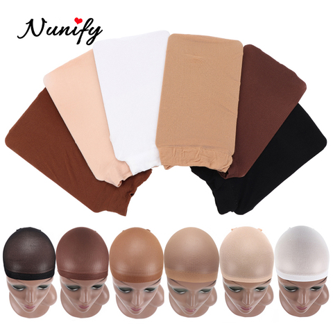 Nunify Nude Mesh Net Wig Caps With Closed End For Wigs 2Pcs/Pack Free Size Stocking Cap Red Coffee Black Begie Brown 6 Colors ► Photo 1/6