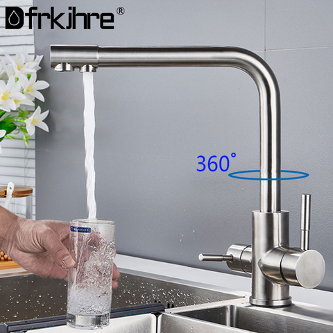 Kitchen Faucet Filter Purity Drinking Water Kitchen Sink Mixer Tap Beige With Dot Purification Water Faucets Tap Dual Handle ► Photo 1/6