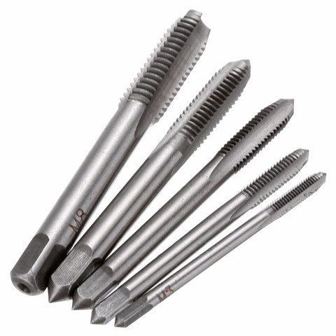 5pcs HSS Machine Hand Screw Thread Tapper M3 M4 M5 M6 M8 Metric Plug Tap Drill Set Cutting Drill Bits ► Photo 1/6