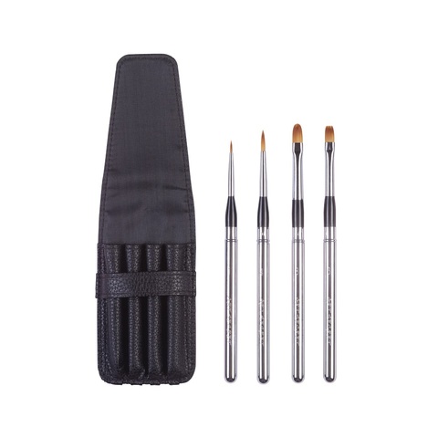 High quality PBT-782 4PC/Set taklon hair aluminum ferrule cap watercolor acrylic paint brush set with PU pouch ► Photo 1/6