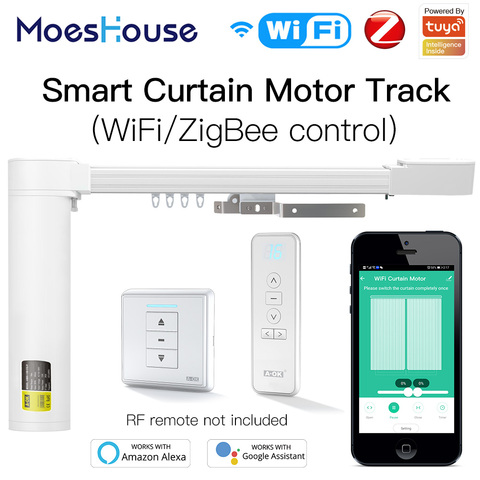 New Upgraded WiFi ZigBee Tuya Smart Curtain Motor Track Customized System RF Remote Alexa Google Home Multiple Controlling Modes ► Photo 1/6