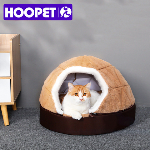 HOOPET Warm Cat Bed House  Bed for cat puppy Disassemblability Windproof Pet Puppy Nest Shell Hiding Burger Bun for Winter ► Photo 1/6