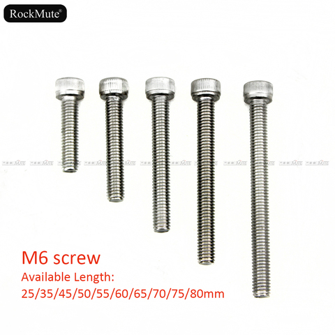 6mm Hexagon Hex Socket Cap Head Bolt Screw M6 25mm/35mm/45mm/50mm/55mm/60mm/65mm/70mm/75mm/80mm Long A2-70 304 Stainless Steel ► Photo 1/4