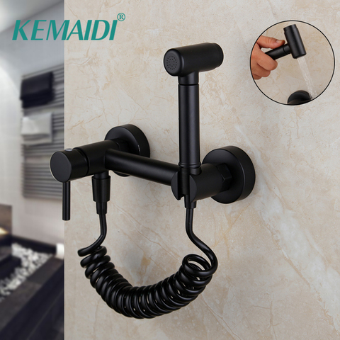 KEMADI Bidets New Arrival Matte Black  Bidet Toilet Faucet Shower Portable Sprayer Set Hot and Cold Water tap hygienic shower ► Photo 1/1