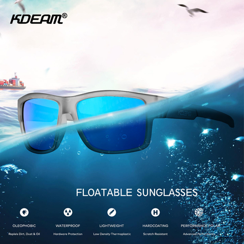 KDEAM Design Innovation Floatable Sunglasses Men Square Sports Glasses Polarized UV400 Surfing Boating Sunglass Float KD7077 ► Photo 1/6