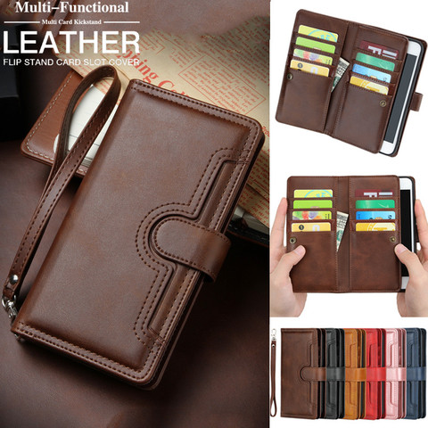 Multi-functional Leather Case for iPhone 6 6S 7 8 Plus 12 Mini 11 Pro XS Max XR Coque Wallet Cover for Samsung S20 Note 20 Ultra ► Photo 1/6