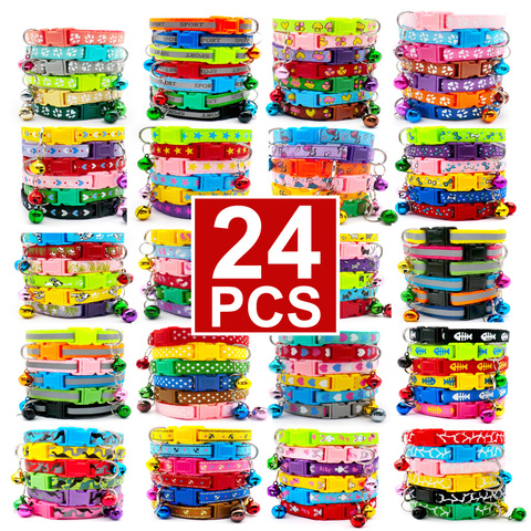 Wholesale 24Pcs With Bell Collars Delicate Safety Casual Nylon Dog Collar Neck Strap Fashion Adjustable Camo Bell Pet Dog Collar ► Photo 1/6