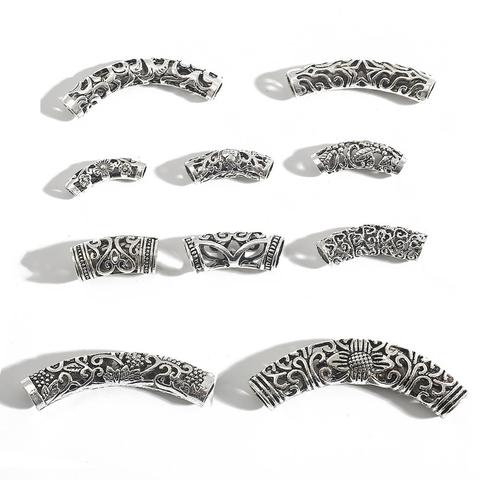 Metal Charm Connector Antique Silver Plated Tube Flower Hollow Curved Tube Spacer Beads For Jewelry Making DIY Bracelet Necklace ► Photo 1/6