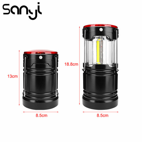Sanyi Portable Camping Lantern Powered by 18650 Battery Hanging Tent Flashlight COB+1W Led+Red Lamp Flashlamp Camping Light ► Photo 1/6
