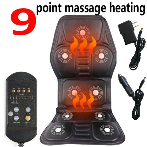 Electric neck Massager Back massage Chair Cushion 9 motor Vibrator Home Car Office Lumbar Waist Pain Relief Seat Pad Relax Mat ► Photo 1/6