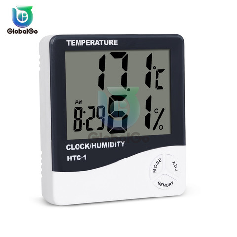 Indoor Room LCD Electronic Temperature Humidity Meter Digital Thermometer Hygrometer Weather Station Alarm Clock HTC-1 ► Photo 1/6