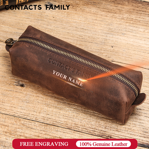 Retro Leather Pencil Case High Capacity Business Pencil case For Kids School Office Pen Bag Pouch For Stationery Supplies Zipper ► Photo 1/6
