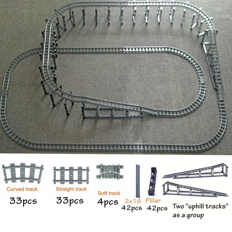 City Train Flexible Tracks trein double layer Track  Rail Straight Curved Rails Compatible with lego Building Block Brick Model ► Photo 1/6