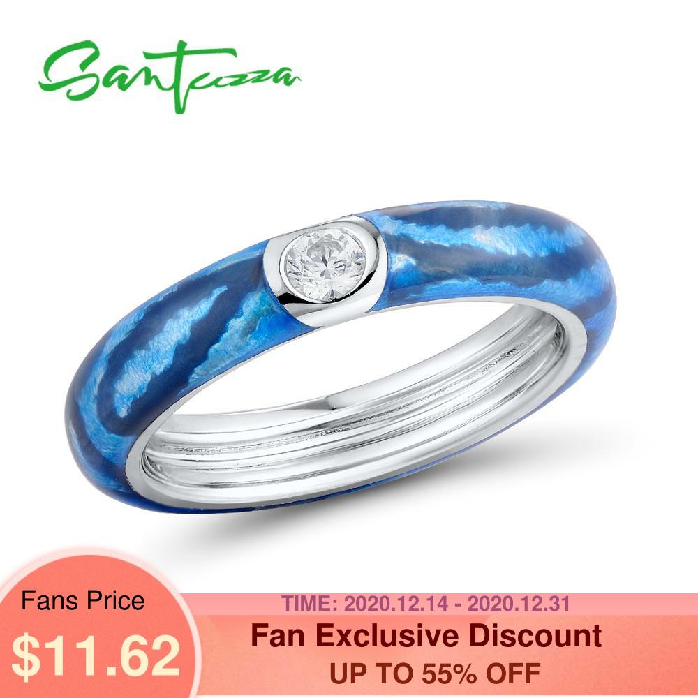 Santuzza Silver Ring for Women White Cubic Zirconia 925 Sterling Silver Eternity Ring Fashion Jewelry Colorful Enamel HANDMADE ► Photo 1/1