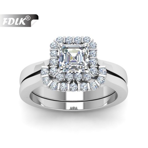 Exquisite Women Zinc Alloy Ring 1.5ct Princess Cut White Rhinestone Engagement Anniversary Ring Set Size ► Photo 1/5