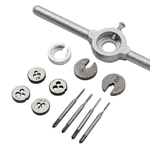 1Set Mini HSS Metric Taps Dies Wrench Handle Kit M1-M1.6 Screw Thread Making New ► Photo 1/6