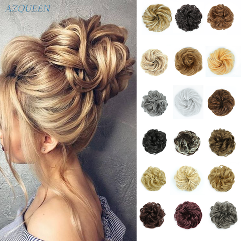 Synthetic Hair Bun Chignon Ladies Ponytail Hair Extension Scrunchie Elastic Wave Curly Hairpieces Scrunchie Wrap ► Photo 1/6