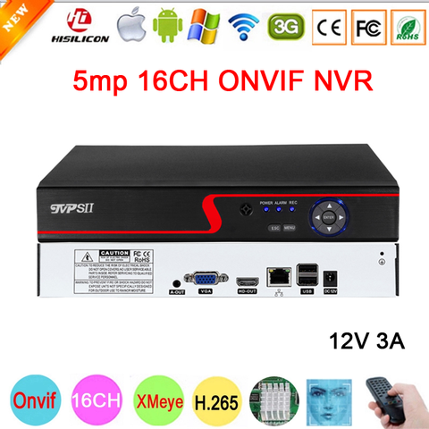 Red Panel 12V 3A Hi3536D Auido H.265+ 5mp 16CH 16 Channel Face Detection Onvif IP CCTV NVR DVR Surveillance Video Recorder ► Photo 1/6