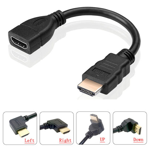 Cable HDMI to HDMI Female Adapter Mini Micro HDMI 90 Degree Right Angle Male to HDMI AF Extension cord 15cm ► Photo 1/6