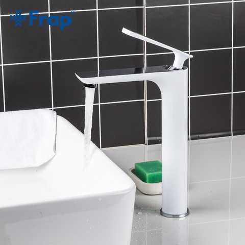 Frap Bathroom Mixer Creative High Basin Tap  Modern White Faucet Single Hole Cold & Hot Water Basin Faucet Bathroom F1052-56 ► Photo 1/6