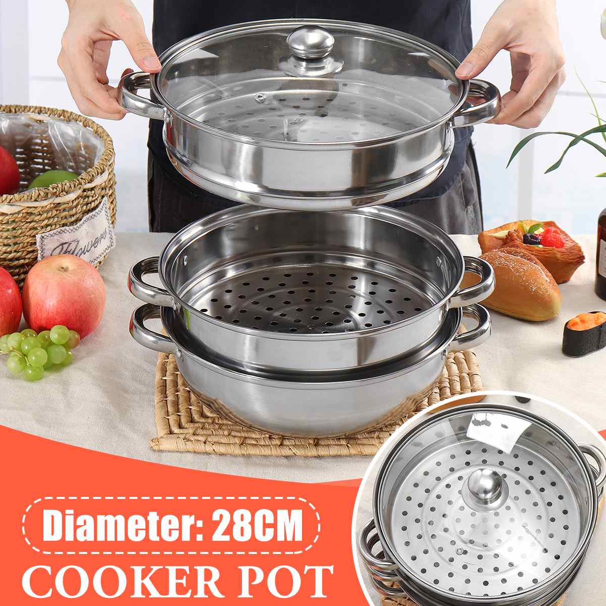 Thick Stainless Steel Pot Steamer  Induction Cooker Steam Cooker -  Universal Cooking - Aliexpress