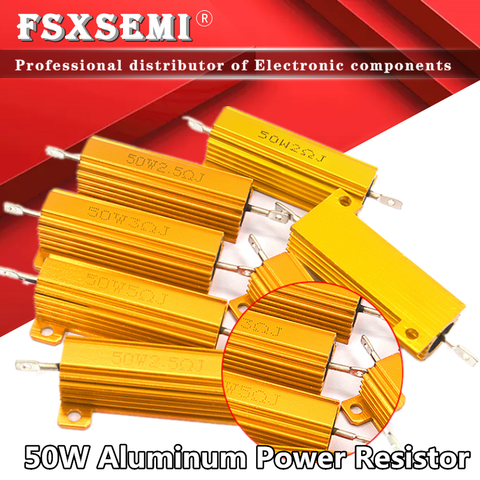 RX24 50W Aluminum Power Metal Shell Case Wirewound Resistor 0.01~150K 0.33 0.5 1 2 5 6 8 10 20 50 100 120 200 300 1K 5K 10K ohm ► Photo 1/5