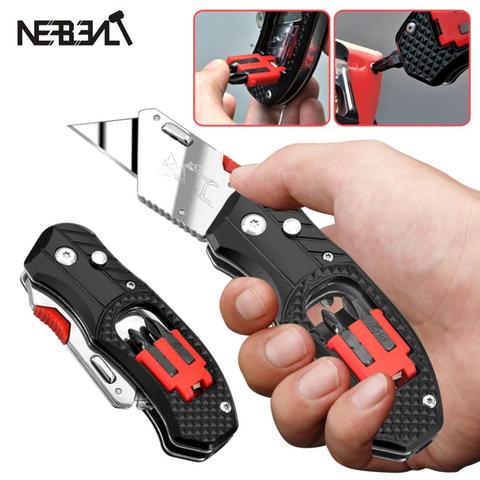 Professional Electrician Folding Utility Knife Stainless Steel 4 In 1 Multifunction With Screwdriver Bit Set Easy Carry ► Photo 1/6