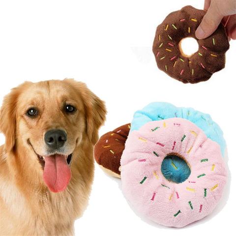 Pet Puppy Cat Donuts Squeaky Plush Dog Toy Chew Squeaker Sound Dog Play Bite Toys ► Photo 1/6