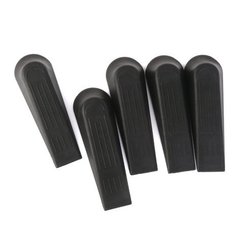 5pcs Black Plastic Door Stop Stoppers Block Wedges Prevent Safety Doorstops ► Photo 1/6