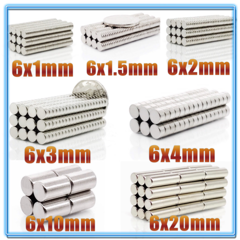 20~1000Pcs N35 Round Magnet 6x1 6x2 6x3 6x4 6x10 6x20 6x1.5 Neodymium Magnet Permanent NdFeB Super Strong Powerful Magnets 6*20 ► Photo 1/6