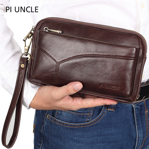 Men Leather  Clutch Wrist Money Bags Wallet High Quality Cowhide for Men Business and Purse Outdoor Coin Card Poucht Holder Bag ► Photo 1/6