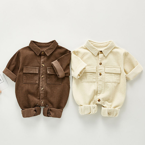 New Newborn Boys Girls Corduroy Jumpsuits Clothes Spring Autumn Baby Boys Girls Rompers Long Sleeve Children Rompers 0-3Yrs ► Photo 1/6
