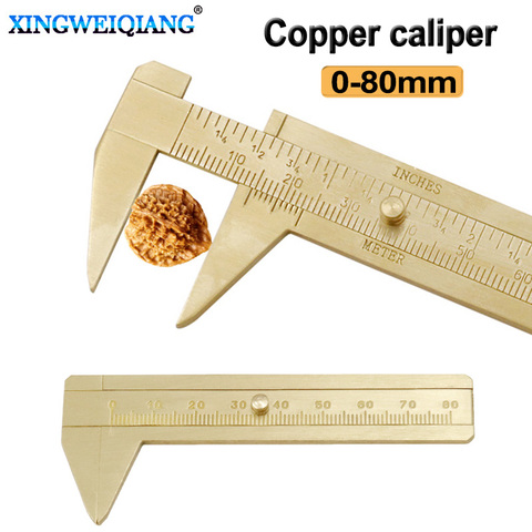 Measuring tool 0 ~ 80mm mini solid brass slide ruler single and double scale vernier gold caliper portable tool ► Photo 1/6