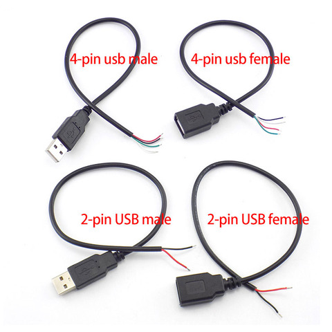 0.3m/1m/2m Power Supply Cable 2 Pin USB 2.0 A Female male 4 pin wire Jack Charger charging Cord Extension Connector DIY 5V line ► Photo 1/6