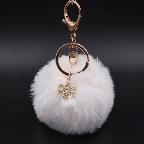 Fur Pom Pom Snow Furry Ball Keychain Faux Fur Keychain Porte Clef Pom-pom De Fourrure Fluffy Bag Charms Rabbit Keychain Keyring ► Photo 1/6