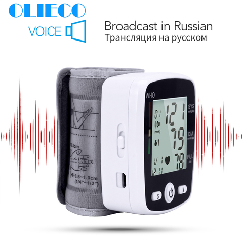 OLIECO Russian USB Rechargeable Wrist Blood Pressure Monitor Electric Automatic Digital Heart Rate PR Tonometer Sphygmomanometer ► Photo 1/6