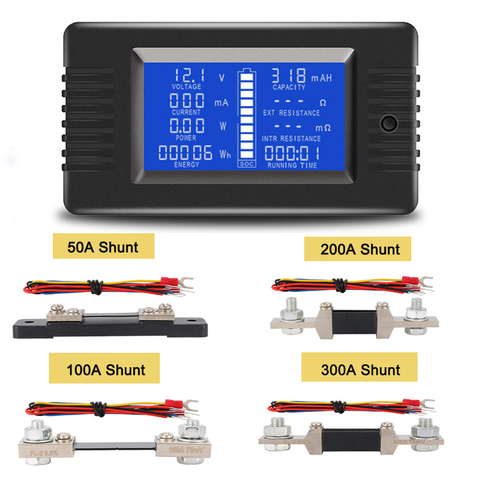 DC 0-200V 300A Shunt Voltmeter Ammeter Car Battery Tester Capacity resistance electricity Voltage Meter monitor 12v 24v 48v 96v ► Photo 1/6