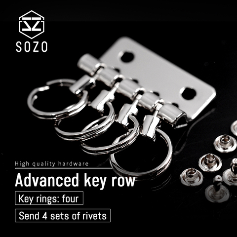 SOZO 1 Pcs Wallet Key Row 4 Hooks Metal Key Holders Hardware DIY Accessories Tool Rivet Hook Keyring Organizer Key Chain ► Photo 1/5