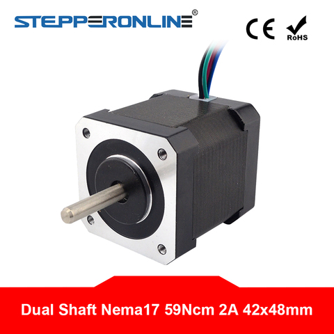 Dual Shaft Nema17 Stepper Motor 4-lead 48mm 59Ncm(83.78oz.in) 2A Nema 17 Step Motor for 3D Printer CNC XYZ ► Photo 1/4