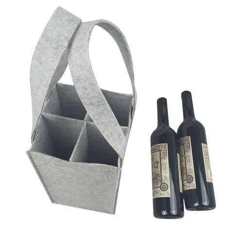 6-grid Felt Wine Bag Beer Bottle Shopping Tote Red Wine Bottle Pouch Wedding Party Camping Bottle Carrier Package ► Photo 1/6