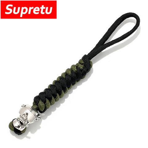 Supretu Punk Mens Navy Lanyard Keychain Skull Sunglasses Braided Survival Rope Car Keyring Knife Pendant Women Vintage Jewelery ► Photo 1/6