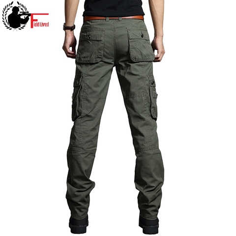 Summer Cargo Pants Men Military Style Straight Fit Baggy Cargo Long Trousers Male Side Many Pocket Jogger Black Army Green Khaki ► Photo 1/5