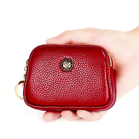 Fashion Genuine Leather Women Coin Purse Double Zipper Small Purse Wallet ► Photo 1/6