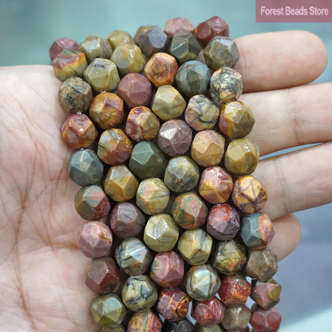 Natural Stone Beads Faceted Picasso Jaspers Spacers Beads DIY Bracelet Necklace Charms for Jewelry Making 15