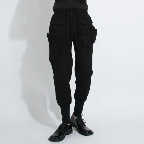 Diablo personality multi-pocket asymmetrical hairdresser's clothing loose-fitting feet harem pants men ► Photo 1/6