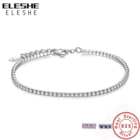 ELESHE 925 Sterling Silver Tennis Charm Bracelets For Women With Cubic Zirconia Link Chain Anti-allergy Sterling-silver-jewelry ► Photo 1/6